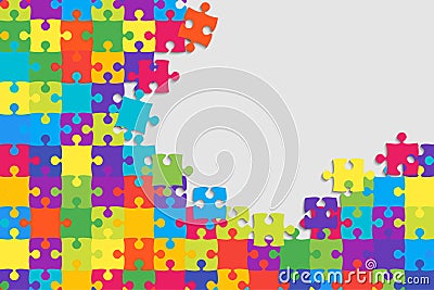 Colorful Background Puzzle. Jigsaw Puzzle Banner. Vector Illustration