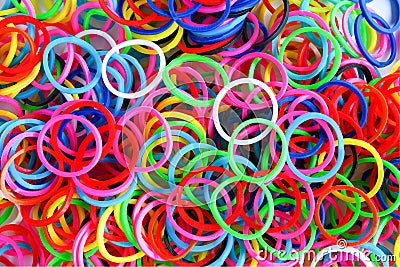 Colorful background rainbow colors rubber bands loom Stock Photo