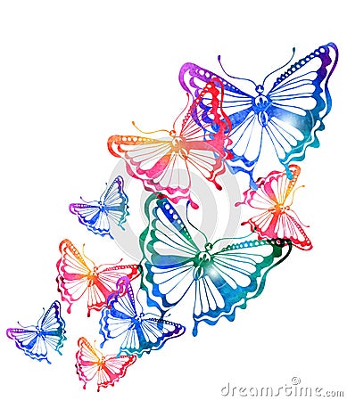 Colorful background with watercolor butterfly Vector Illustration