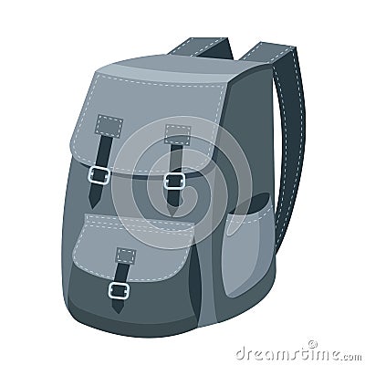 Colorful backpack in a flat design. Large backpack with large pockets. Vector Illustration