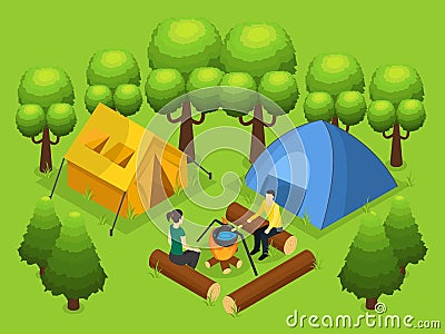 Colorful Backpacking Recreation Concept Vector Illustration