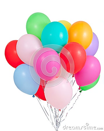 Colorful ballons bunch isolated on white Stock Photo