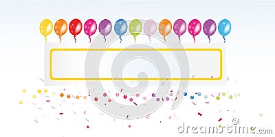 Colorful balloon banner and confetti vector Vector Illustration