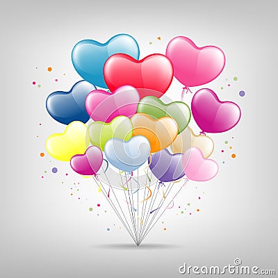 Colorful Balloon heart happy valentine, vector Vector Illustration