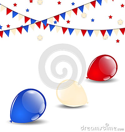 Colorful balloons in american flag colors Vector Illustration