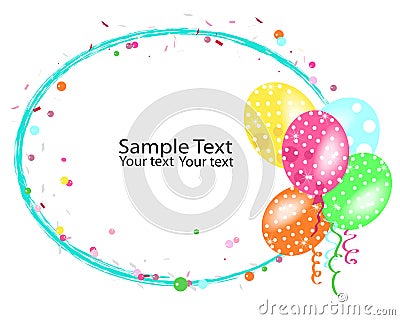 Colorful balloons frame with confetti vector Vector Illustration