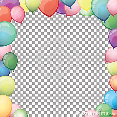 Colorful balloons frame. Vector Illustration