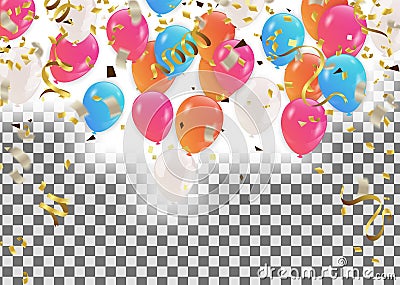 Colorful balloons Happy Birthday Holiday frame or background wi Vector Illustration