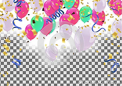 Colorful balloons Happy Birthday Holiday frame or background wi Vector Illustration