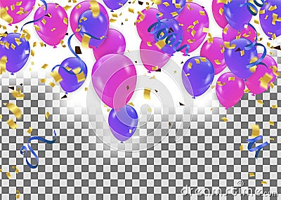 Colorful balloons Happy Birthday Holiday frame or background wi Vector Illustration