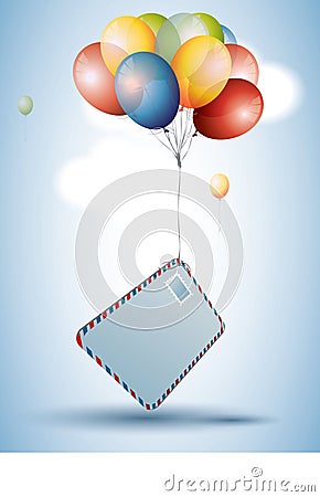 Colorful balloons with postcard Vector Illustration