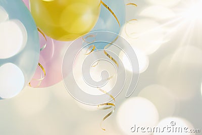 Colorful balloons to fun party on carnival or birthday. Stock Photo