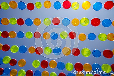 Colorful balls in the city of Agueda. Stock Photo