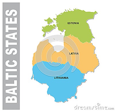 Colorful baltic states administrative and political vector map Stock Photo