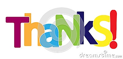 Colorful banner that says THANKS! Lettering for decoration and design Vector Illustration