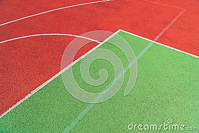 Colorful basketball lines on court Stock Photo