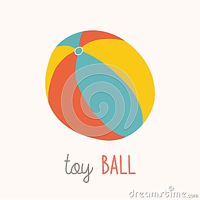 Colorful beach ball vector illustration. White, red, yellow and blue beach ball. Cartoon vector eps 10 illustration Vector Illustration