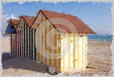 Colorful beach houses Stock Photo