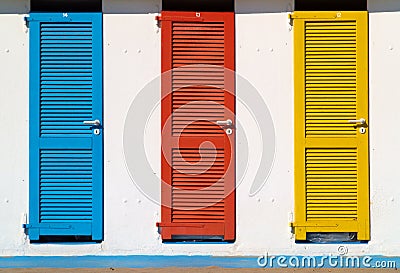 Colorful beach huts Stock Photo