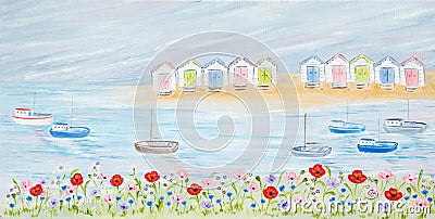 Colorful Beach Huts Stock Photo