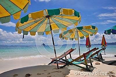 Colorful beach umbrella Stock Photo