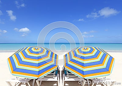 Colorful beach umbrellas Stock Photo