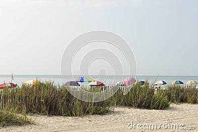 Colorful Beach Umbrellas at Myrtle Beach Stock Photo