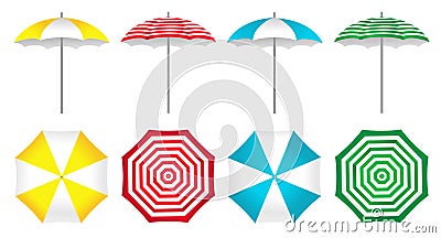 Colorful beach umbrellas set. Vector Illustration