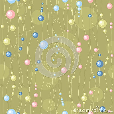 Colorful bead on threads, seamless pattern Vector Illustration