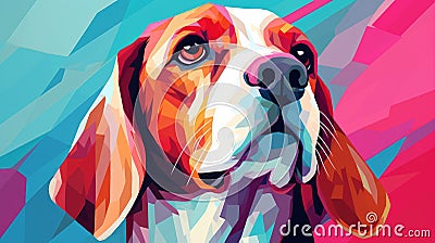 Colorful Beagle Art: Graphic Design-inspired Illustration By Georgy Kurasov Stock Photo