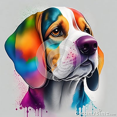Colorful rainbow realistic Beagle dog Stock Photo