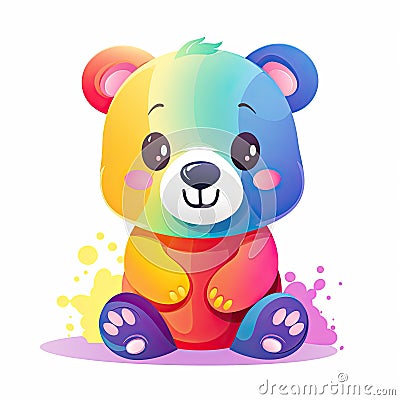 Colorful bear baby design collection for kids. Baby panda smiling collection design for a coloring page. Cute happy baby bear Cartoon Illustration