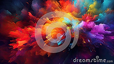 A colorful, beautiful and surreal cosmic landscape background with stars and galaxies. Generative AI Stock Photo