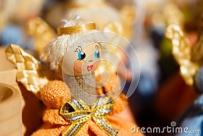 Colorful Belarusian Straw Dolls At The Market In Belarus Stock Photo