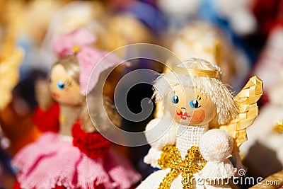 Colorful Belarusian Straw Dolls At The Market In Belarus Stock Photo