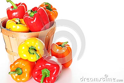 Colorful bell pepper basket with copyspace Stock Photo