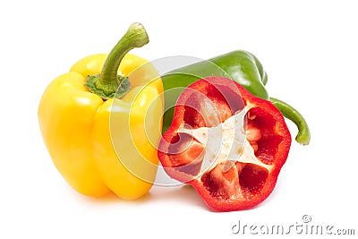 Colorful Bell Peppers Or Sweet Peppers. Stock Photo