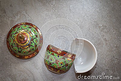 Colorful benjarong porcelain Stock Photo