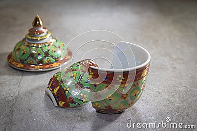 Colorful benjarong porcelain Stock Photo