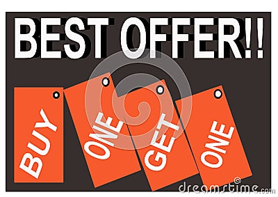 Colorful best offer buy one get one image button web icon Stock Photo
