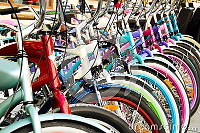 Colorful bicycles Stock Photo