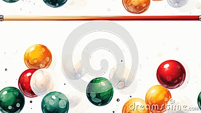 Colorful Billiard Balls and Cues Seamless Pattern AI Generated Cartoon Illustration