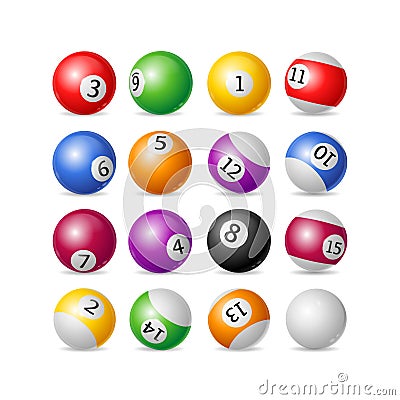 Colorful Billiard Balls Set. Vector Vector Illustration