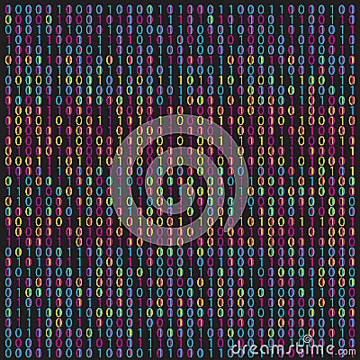 Colorful Binary Code Digital Matrix Vector Texture Background Pattern Vector Illustration