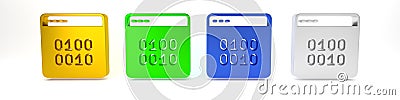 Colorful Binary code icon isolated on white background. Minimalism concept. 3D render illustration Cartoon Illustration