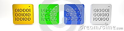 Colorful Binary code icon isolated on white background. Minimalism concept. 3D render illustration Cartoon Illustration