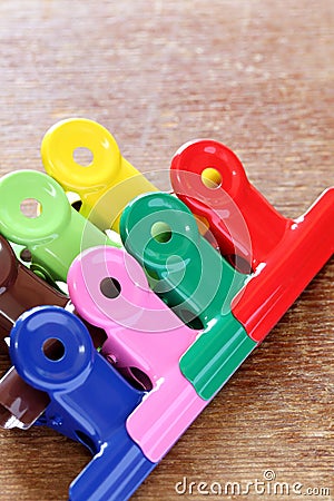 Colorful binder clips Stock Photo