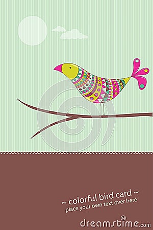 Colorful bird card Vector Illustration