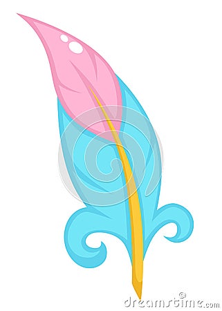 Colorful bird feather, soft plume avian plumelet icon Vector Illustration