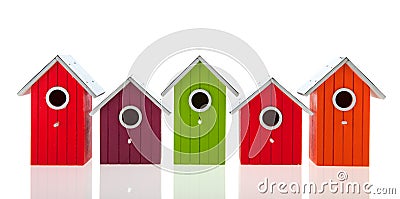 Colorful bird houses Stock Photo